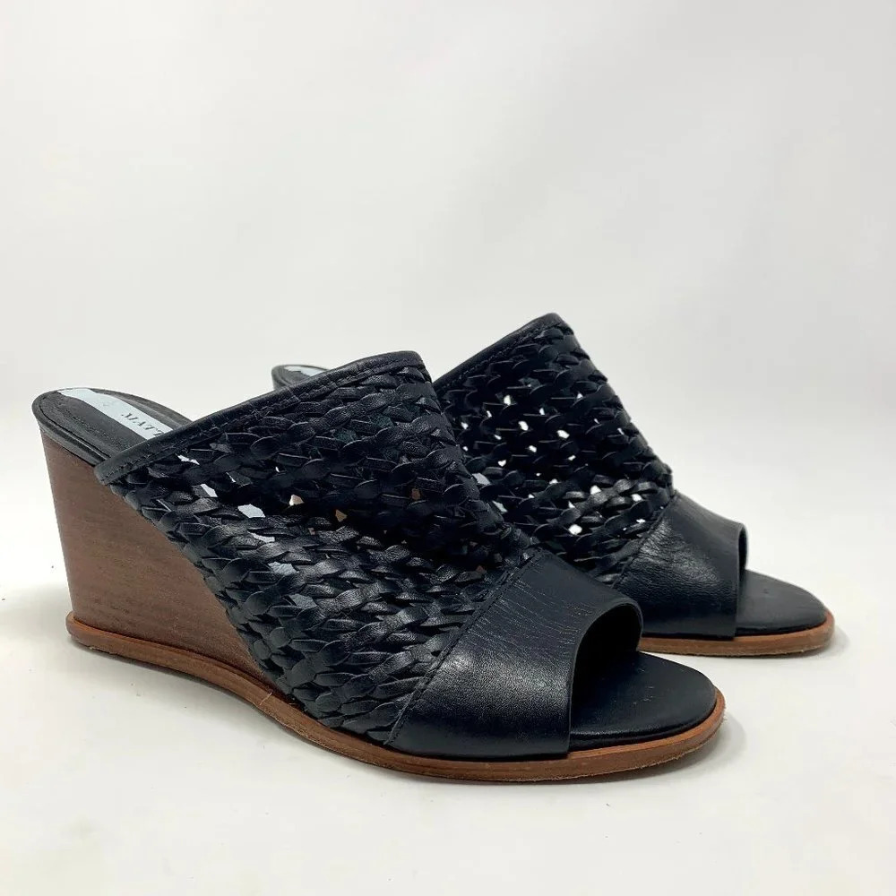 Matt Bernson Pia‎ Woven Leather Wedges in Black